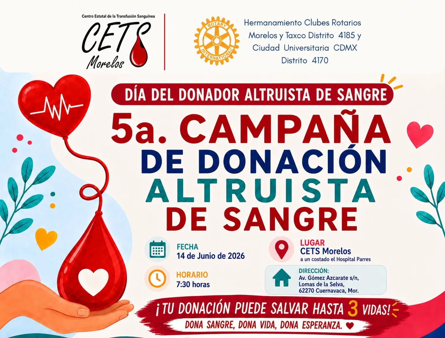 Cartel de la 5a Campaña de Donación Altruista de Sangre